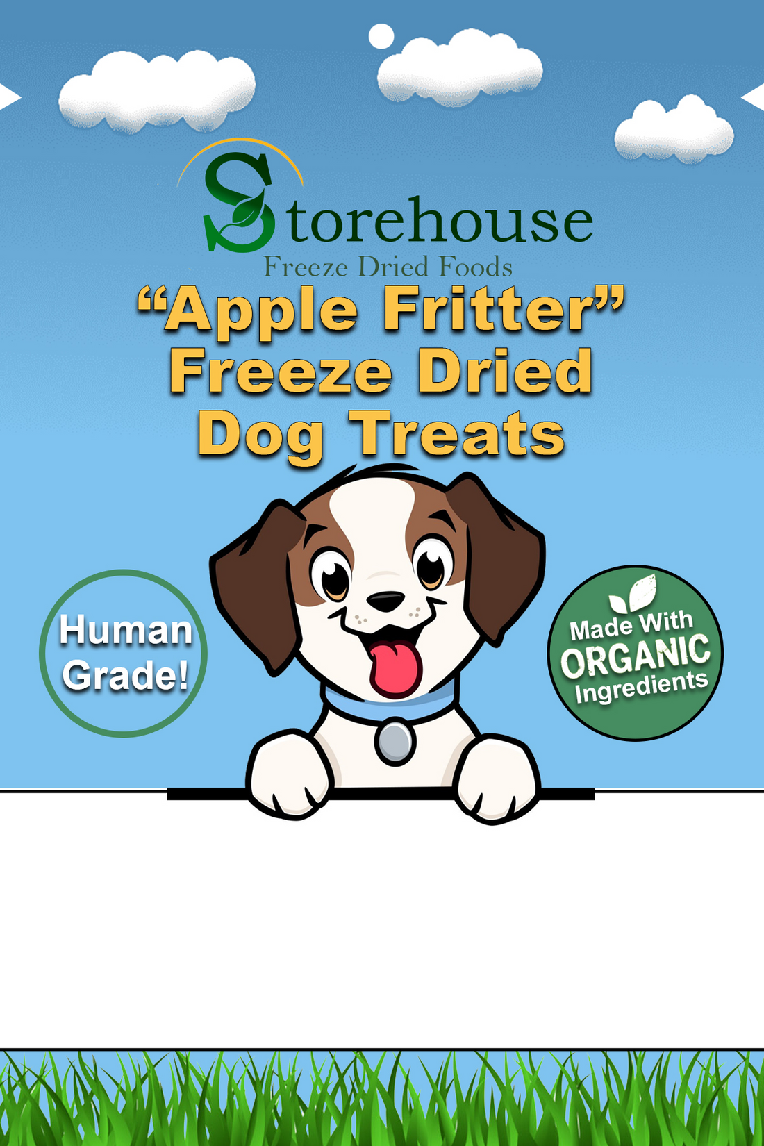 Storehouse Apple Fritter Freeze Dried Dog Treats packaging on a white background