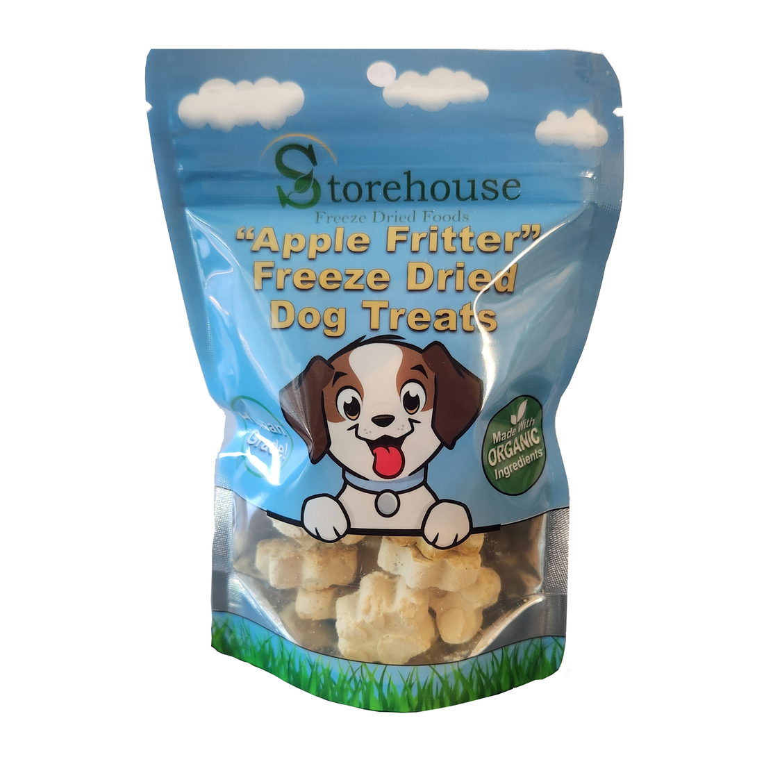Storehouse Apple Fritter Freeze Dried Dog Treats packaging on a white background