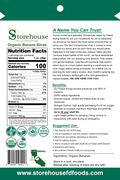 Nutrition facts label and description of Storehouse Organic Banana Slices packaging.