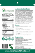Storehouse Pineapple Chunks packaging with nutrition facts and usage instructions.