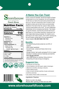 Storehouse Peach Slices packaging with nutrition facts and product details.