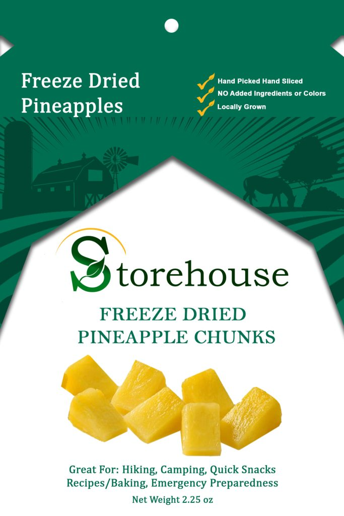 Cubes of pineapple on a white background